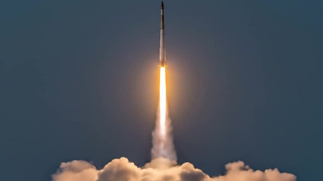 Rocket launch against dark sky