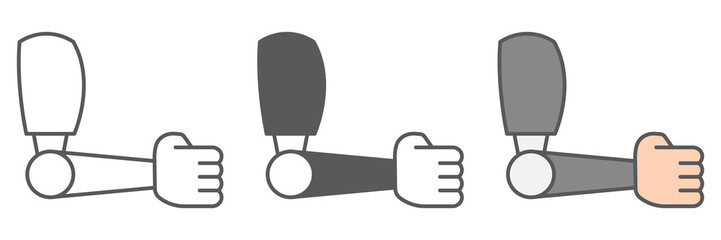 Prosthesis arm icon collection, disability and artificial, prosthetic arm sign vector set graphics, editable stroke linear icon, eps 10