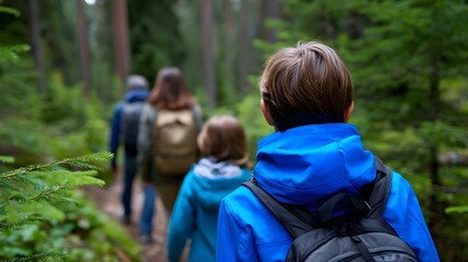 Hikers exploring the lush forest trails together.
