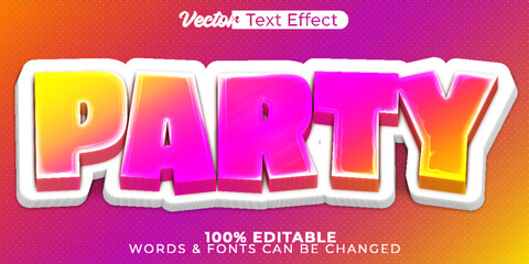 Party  Vector Text Effect Editable Alphabet Colorfull Music Joyful Disco