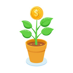 Growing Money Plant Investment Growth Icon
