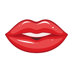 Red Lips Icon Glossy, Feminine, Expressive Illustration