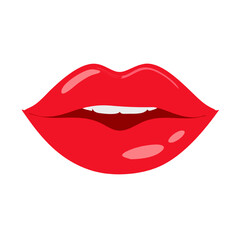 Red Lips Illustration Glossy, Feminine, Expressive
