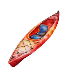 Watercolor Kayak Illustration: Outdoor Sports, Travel, or Adventure Clipart, PNG Transparent
