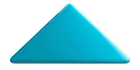 Glossy turquoise triangle on black background 3D rendering of geometric shape for abstract design and modern technology concepts