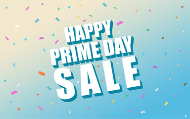 Banner with Happy Prime day sale typography. Prime day sale. Sale vector background template.	