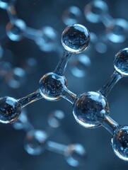 Abstract blue background featuring a molecular structure, perfect for chemistry, medical, or pharmaceutical research illustrations