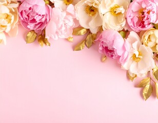 Fototapeta premium ピンクの花の背景素材 おしゃれな雑誌のページ