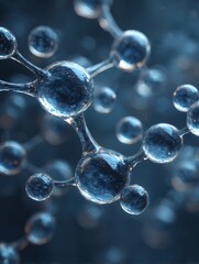 Abstract blue background featuring a molecular structure, perfect for chemistry, medical, or pharmaceutical research illustrations
