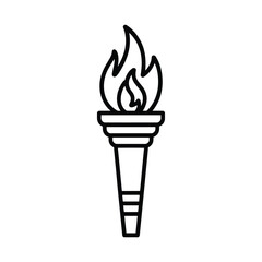 Stylized black outline of a torch with a flame on a white background