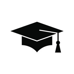 Black graduation cap icon symbolizing academic achievement and educational attainment