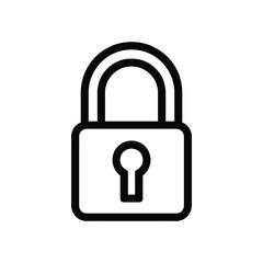 Simple black line art icon of a padlock on a white background