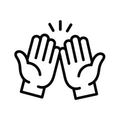 Two open hands giving a high five with radiating lines above
