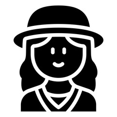 Wavy hair woman with hat and v neck sweater