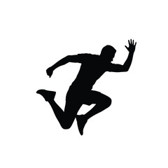 Silhouette of a Man Running and Jumping with Energy and Enthusiasm