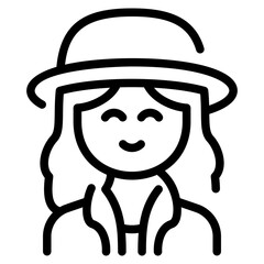 Wavy hair woman with hat and jacket