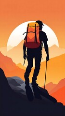 Outdoor Adventure Hiker Logo Illustration