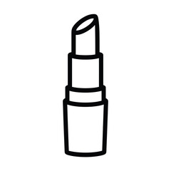Simple outline icon of a lipstick tube with the lipstick bullet extended