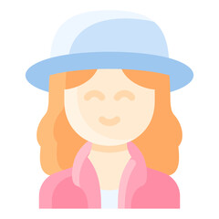 Wavy hair woman with hat and jacket