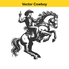 Obraz premium Vector cowboy baking horse. 
