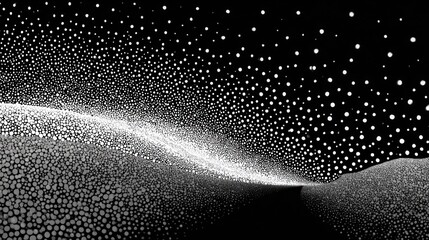Abstract Black and White Stipple Dot Landscape or Night Sky