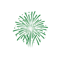 Obraz premium Green fireworks explosion starburst glowing trails celebration design