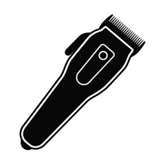 Black and White Silhouette of Electric Hair Clipper for Barber Shop