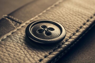 Sepia leather button detail stitching texture