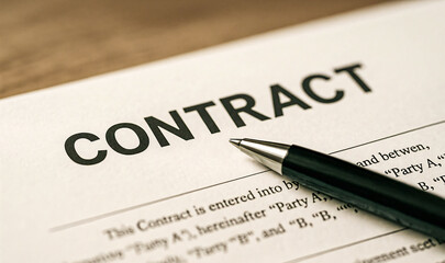 Obraz premium Signing the Deal: Contract and Pen
