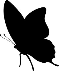 Black silhouette of a butterfly with heart shape vector art design