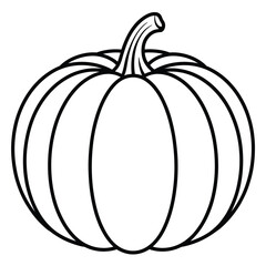 Simple Black and White Pumpkin Illustration for Coloring Pages and Crafts