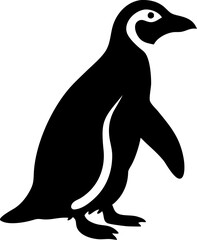 Cute black penguin silhouette vector illustration for animal cartoon character drawing