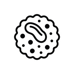 Stylized outline icon of a bacterium or microbe with internal structures