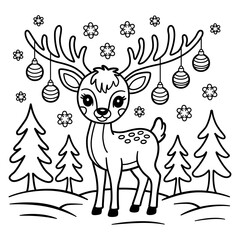 Cute Christmas Deer SVG – Adorable Holiday Clipart with Baubles & Cheer