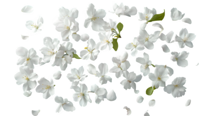 realistic micro-seasonal cherry blossom mockup, top view with falling petals, isolated on transparent background