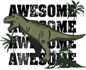 Print with t-rex. Print for poster, t-shirt, stationary, kids and other design.