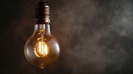 Illuminated lightbulb concept on dark backdrop symbolizing innovation and creative thinking