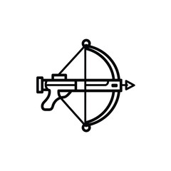Simple outline icon of a crossbow with an arrow ready to fire