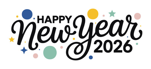 Happy New Year 2026 Handwritten Calligraphy Greeting
