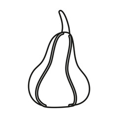 Cute gourd or pumpkin outline. Autumn harvest doodle for coloring page