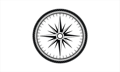 Classic compass rose navigational tool silhouette for exploration and adventure