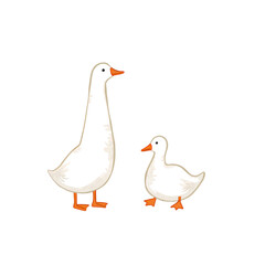 Obraz premium Adorable Illustration of Goose and Gosling Farm Animal Art