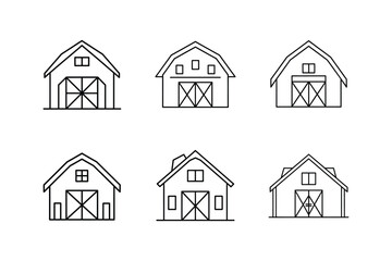 barn blueprint icon line art vector illustration