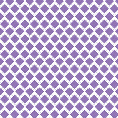 Seamless geometric pattern of purple diamonds on white background