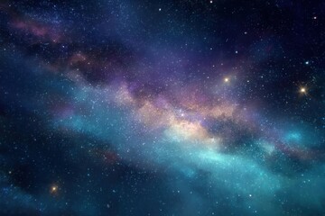 Fototapeta premium Captivating milky way scenery showcasing vivid stars and cosmic hues for astronomy fans and sci-fi enthusiasts in enchanting anime illustration style