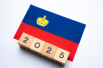 2025, Liechtenstein, Liechtenstein flag with date block, Concept, Important events for...
