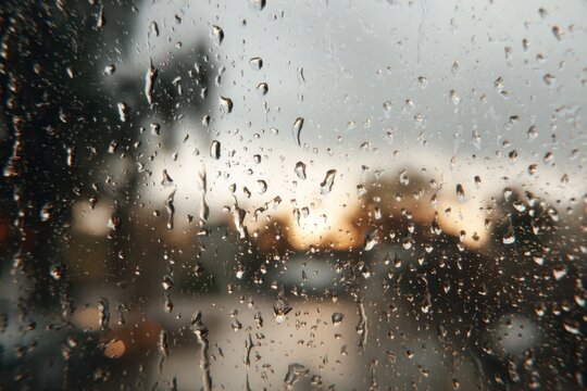 Rain droplets shimmering on glass during a tempest showcasing nature's beauty for heartfelt narratives and evocative imagery