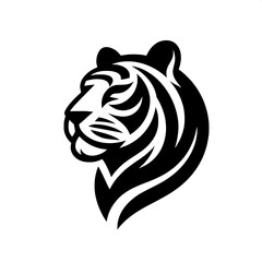 Black and White SVG of a Minimalistic Tiger Logo