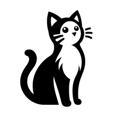 Black and White SVG of a Minimalistic Cat Logo