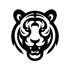 Black and White SVG of a Minimalistic Tiger Logo